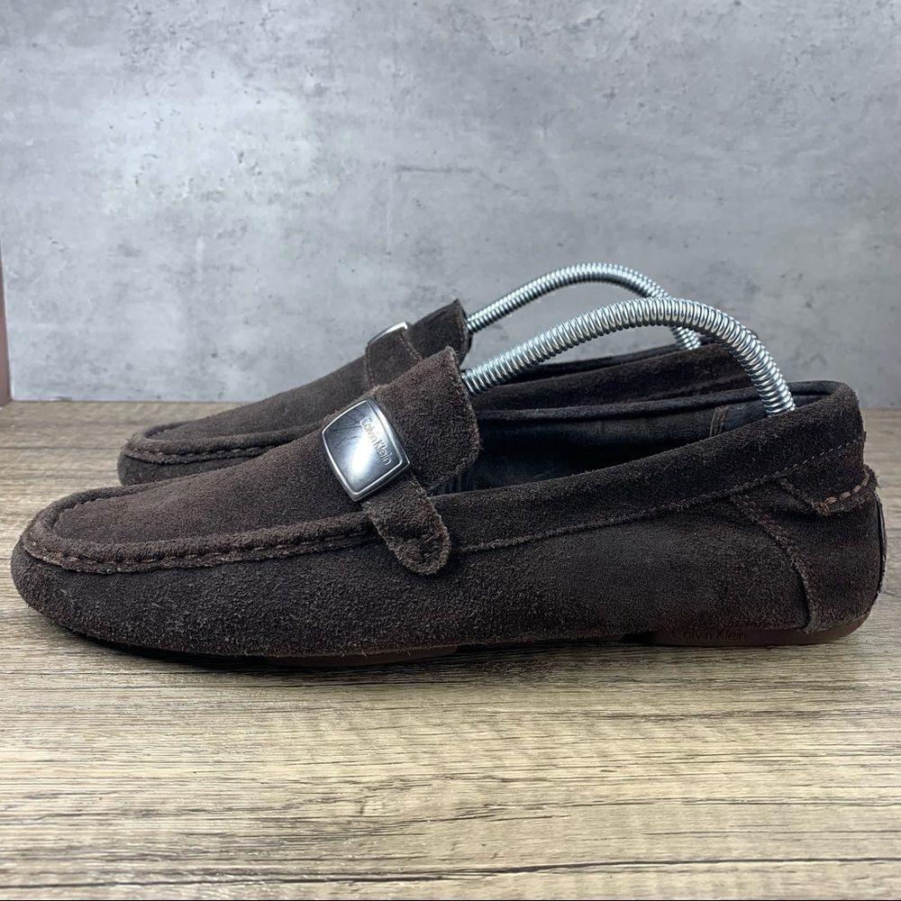 Calvin Klein~Men’s Suede Chocolate Brown Driving Loafers Moccasins~Size 9M